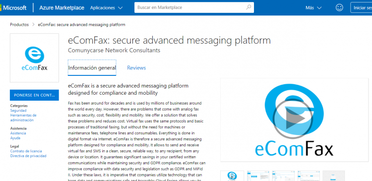 eComFax ahora está disponible en Azure y AppSource de Microsoft®